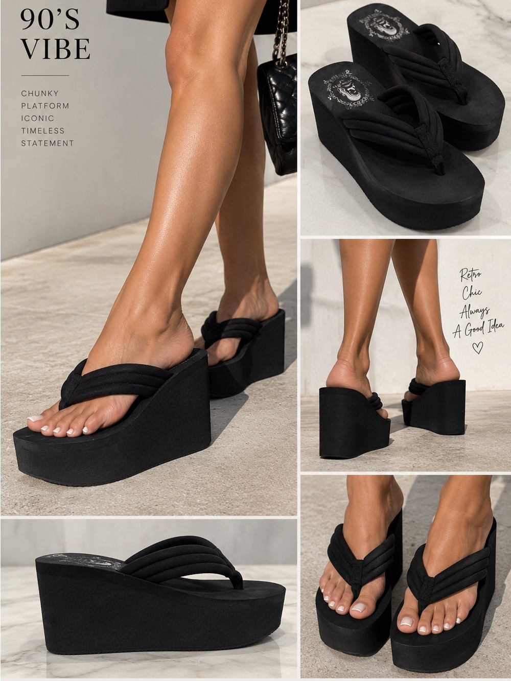 Vintage 90s Black Platform Flip Flops – Worn Once